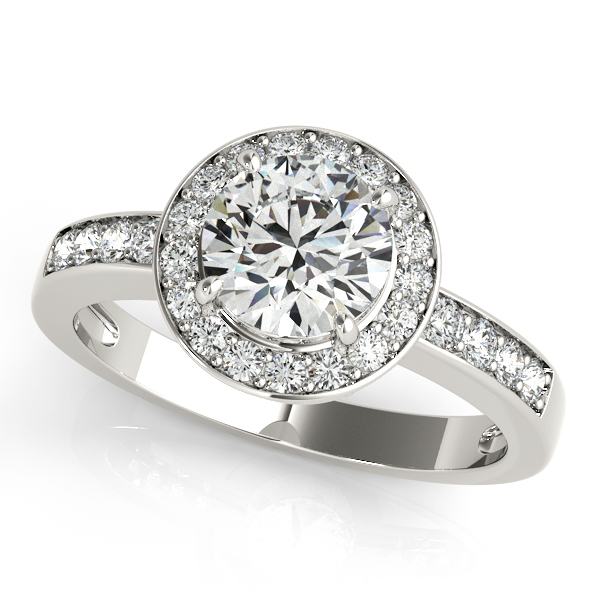 Glamorous Traditional Halo Engagement Ring with Unique Accents [OV-83443]