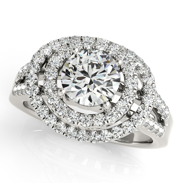 Distinctive Curved & Spaced Halo Diamond Engagement Ring