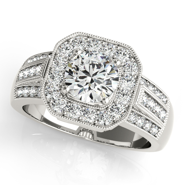 Lavish Filigree Vintage Engagement Ring with Nice Square Halo
