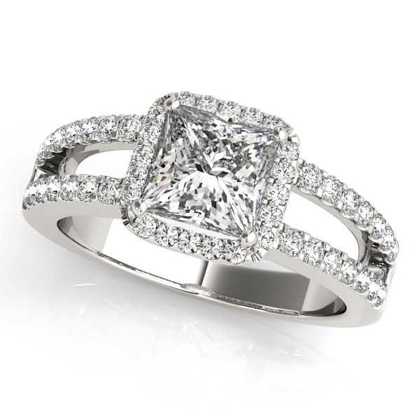Avant-Garde Halo Engagement Ring Princess Cut Diamond