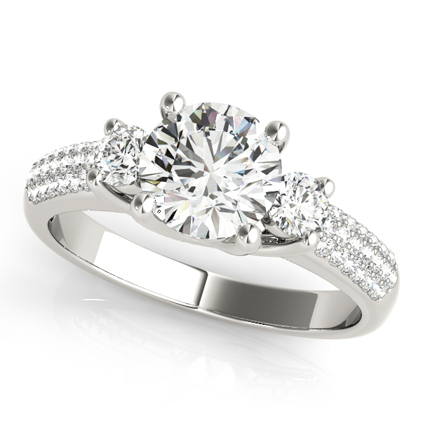 Fashion-Forward Three Stone Engagement Ring with Side Stones [OV-84177]