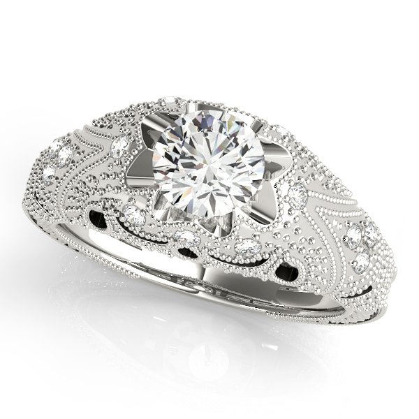 Sensational Diamond Engagement Ring Antique Pattern Shank