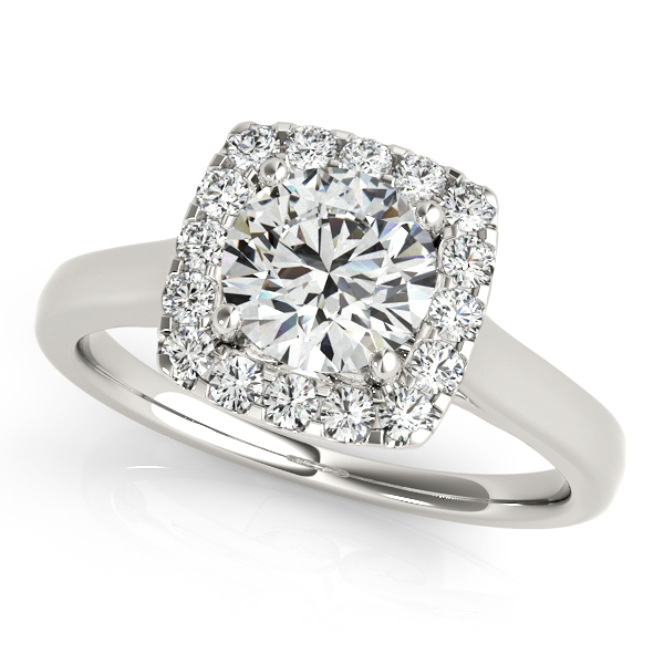 Beautiful Halo Engagement Ring Stylish Round Cut Diamonds