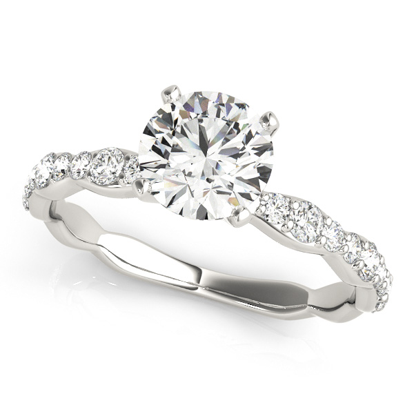 Curved Shank Engagement Ring Round Cut Side Stone Diamonds