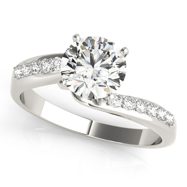 Stylish Round Cut Side Stone Bypass Diamond Engagement Ring [OV-84770]