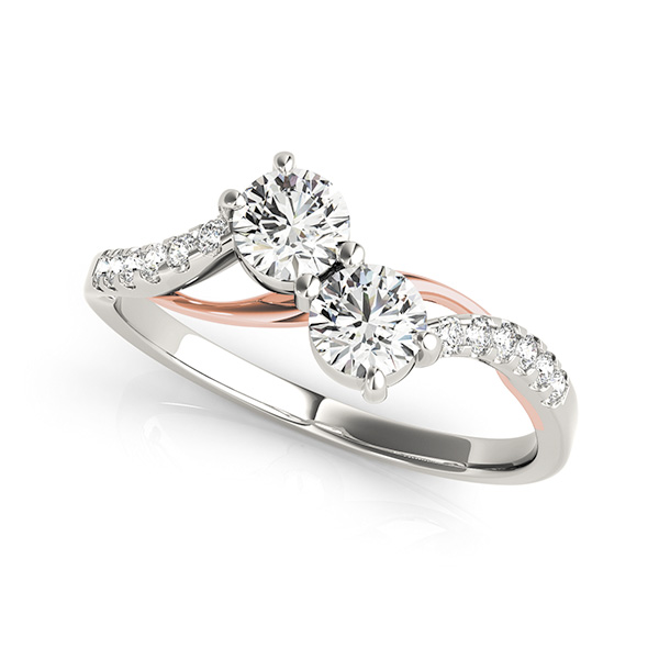 Two Stone Engagement Ring with Rose & White Gold