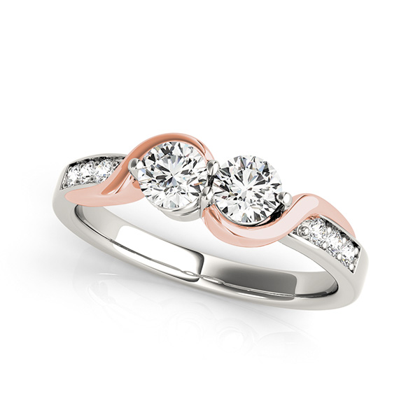 Rose & White Gold Two Stone Engagement Ring [OV-84792]