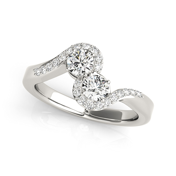 Italian Style Two Stone Engagement Ring [OV-84799]