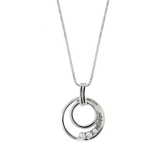 Stylish Italian Circle Necklace w Diamonds