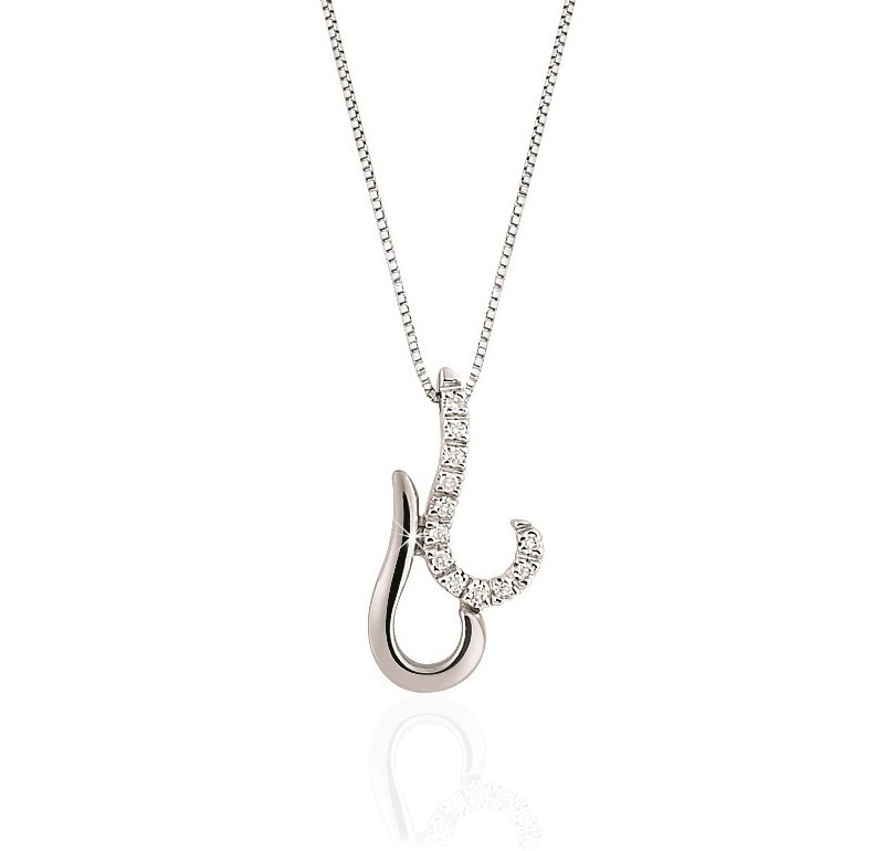 Fine Diamond Double Hook Pendant Necklace
