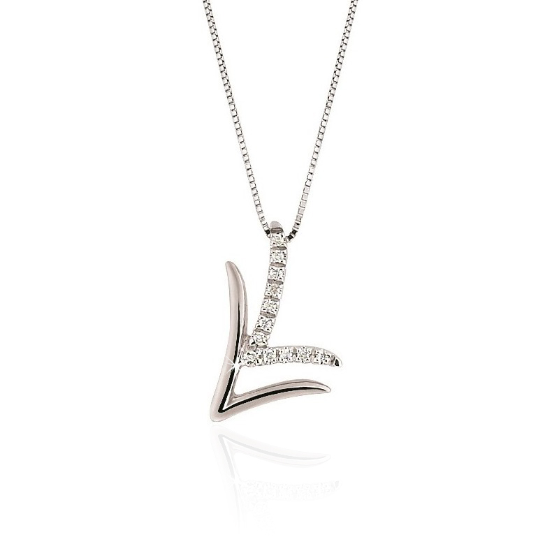 Fancy Double \"V\" Chevron Diamond Necklace From Italy