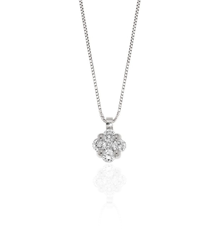Alhambra Style Diamond Clover Pendant Necklace 1/5CT
