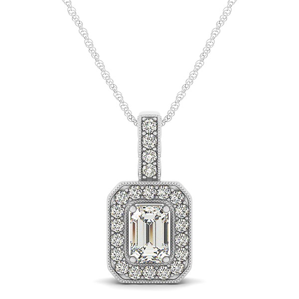 Vintage Emerald Cut Diamond Pendant Necklace