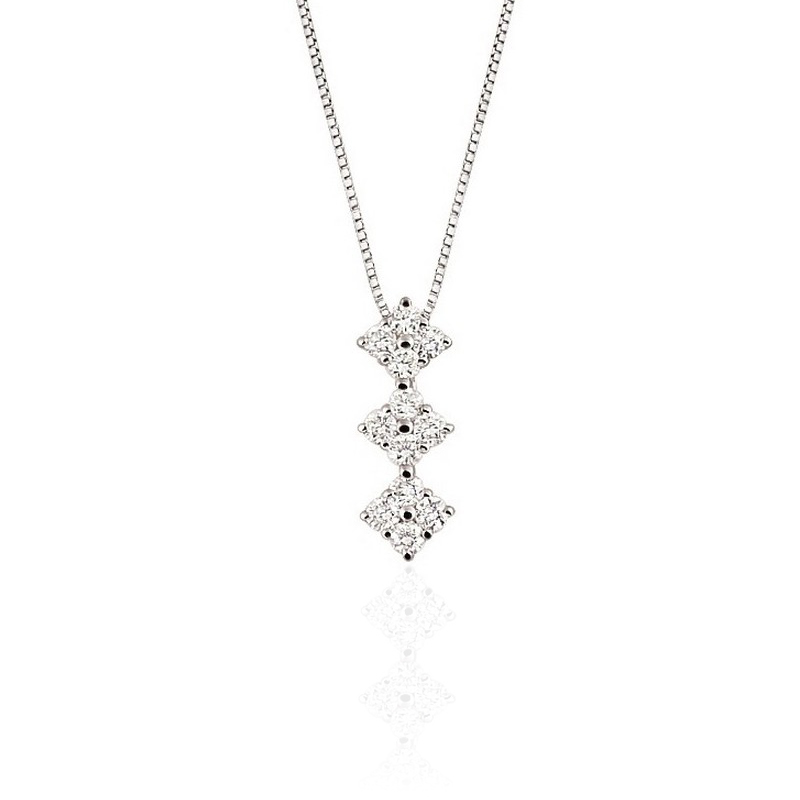 Trilogy Gradual Drop Diamond Pendant Necklace from Italy