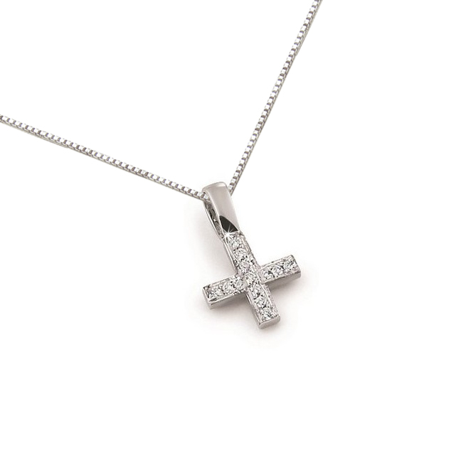 Fancy Square Diamond Cross Necklace 0.07CT