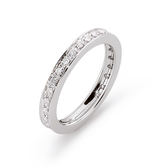 Classic Eternity Italian Ring 0.24 Ct Diamond 18K White Gold