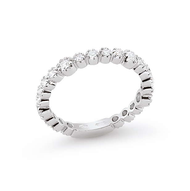 Contemporary Eternity Italian Ring 0.56 Ct Diamond 18K White Gold