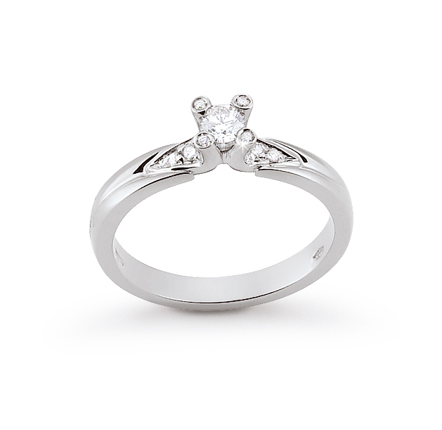 Italian Ring W Fashionable Design 0.23 Ct Diamond 18K White Gold