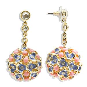 14K Yellow Gold Plated Fashion Earrings Rose Synthetic Stones