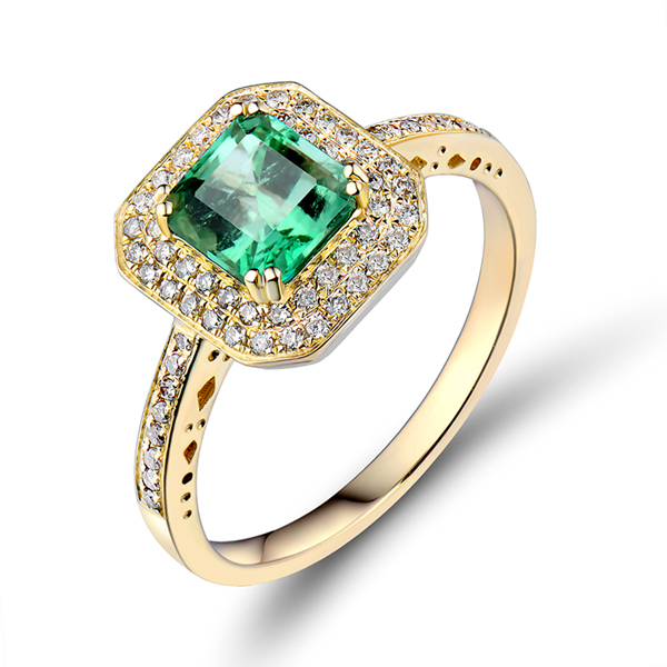 1.96 CT Classic Princess Emerald Engagement Ring with Diamond Pave