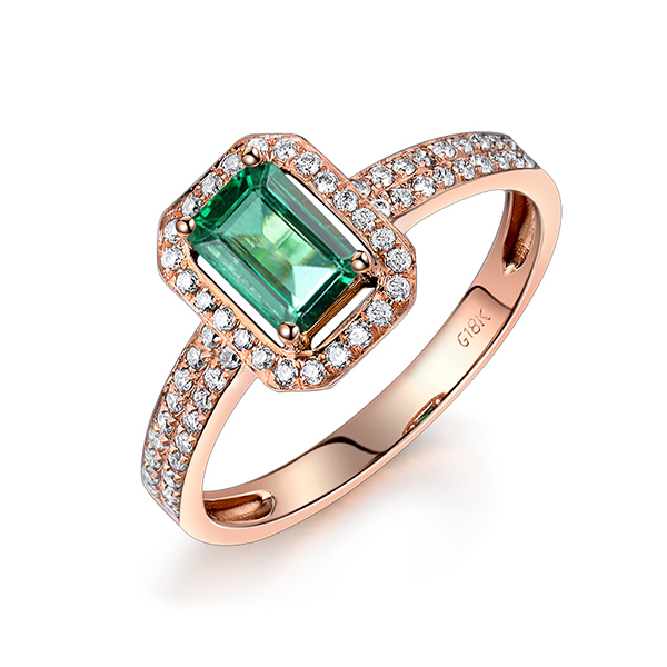 Vintage Emerald Cut 1.07 CT Engagement Ring 18K Rose Gold Diamond