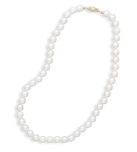 24\" 7.5-8mm Grade A Cultured Akoya Pearl Necklace