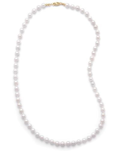 24" 5.5mm-6mm Grade AA Cultured Akoya Pearl Necklace