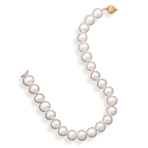 16.5" 11.5-12.5mm Cultured Freshwater Pearl Necklace with a 14 Karat Yellow Gold Clasp
