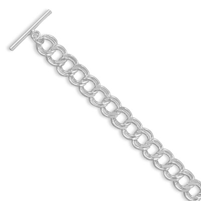 7.5\" Diamond Cut Toggle Charm Bracelet
