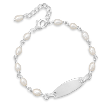 5\" + 1\" Extension Cultured Freshwater Pearl ID Bracelet