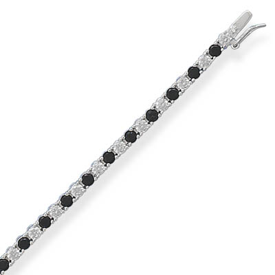 7" 3mm Black/Clear CZ Tennis Bracelet