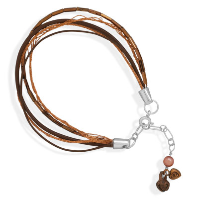 7\" + 1\" Extension Multistrand Bracelet with Copper Charms