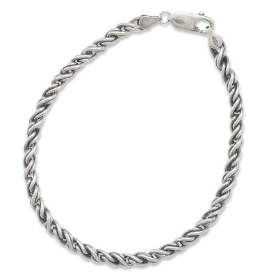 9\" Men\'s Oxidized Rope Bracelet