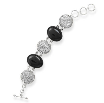 6.5\" + 1\" Extension Toggle Bracelet with Black Onyx