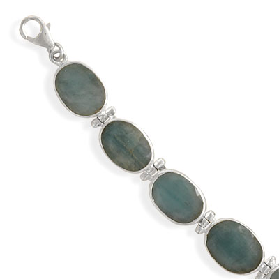 7\"+1\" Extension Rough-Cut Emerald Link Bracelet