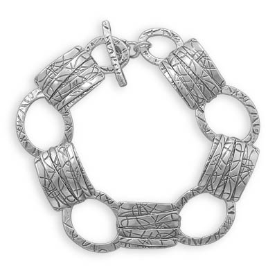 7\" Oxidized Open Circle Toggle Bracelet