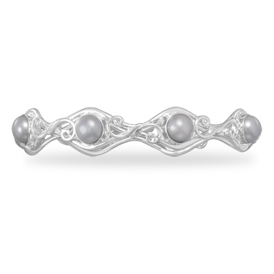 Silver Cultured Freshwater Pearl Bangle