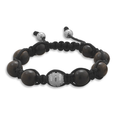 Adjustable Macrame Bracelet with Wood Beads