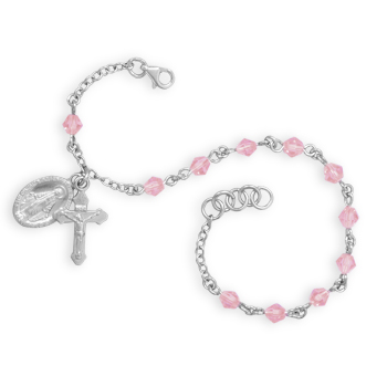 7\" + .5\" Crystal Rosary Charm Bracelet