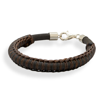 7.25\" Leather and Cord Bracelet