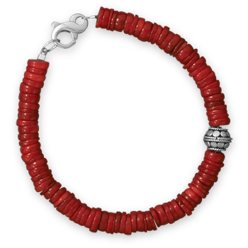 8.5\" Coral Heshi Bracelet