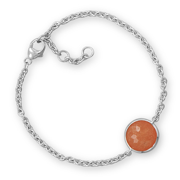 7\" + .5\" + 5\" Freeform Faceted Orange Aventurine Bracelet