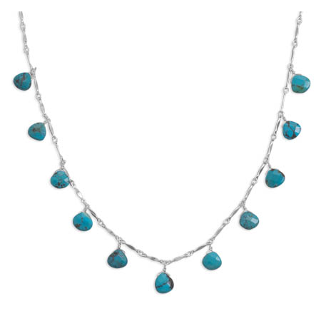 16\" Necklace with 11 Faceted Turquoise Drops