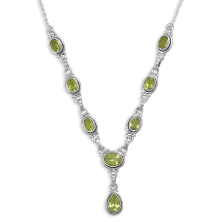 16\" Necklace with Faceted Peridot Drops