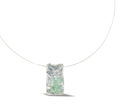 16" Textured Rectangle with Ancient Roman Glass Necklace