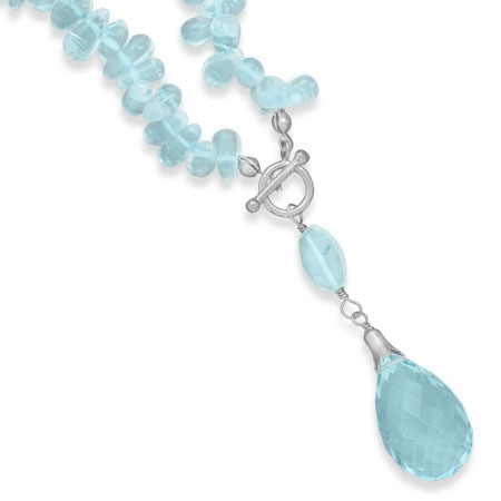 17\" Blue Topaz Toggle Necklace with Briolette Drop