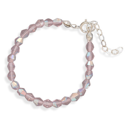 5\" + 1\" Extension Pink Czech Glass Bead Bracelet