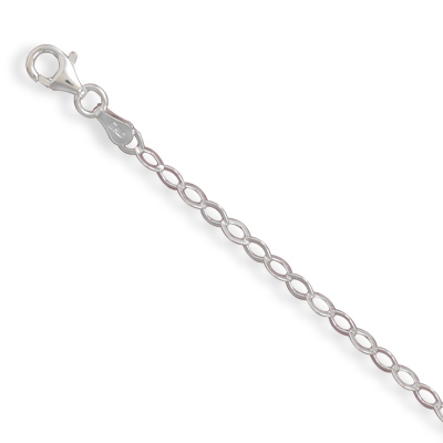 7\" Flat Diamond Shape Link Chain Bracelet