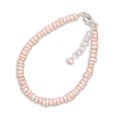 5\" + 1\" Extension Pink Cultured Freshwater Pearl Bracelet