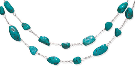 16\" + 2\" Extension Double Strand Turquoise Nugget Necklace